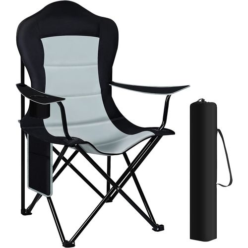 Chaise De Camping Pliable - Chaise Plage Légère - Chaise De Jardin Exterieur. Noir+Gris Clair