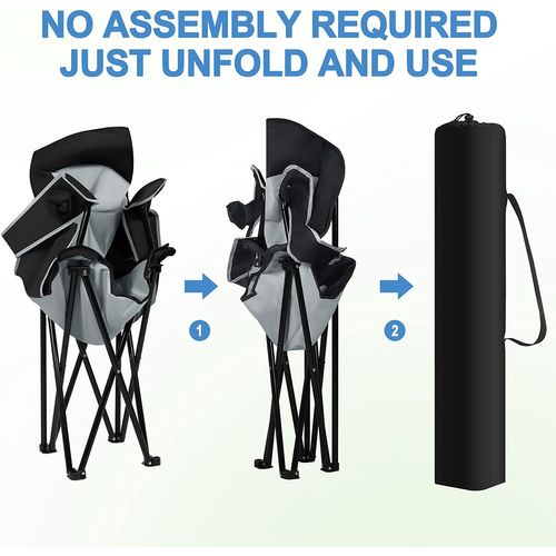 Chaise De Camping Pliable - Chaise Plage Légère - Chaise De Jardin Exterieur. Noir+Gris Clair