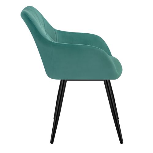 Chaise Salle à Manger-Chaise De Cuisine En Velours-Assis Rembourré Et Pieds En Métal-Vert Turc