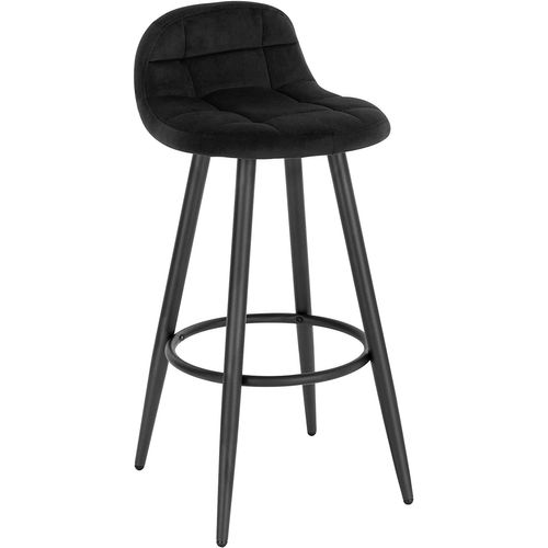 Tabouret De Bar Moderne.Chaise De Cuisine Haute En Velours Et Métal.Hauteur D'assise 70 Cm.Noir