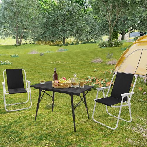 Chaise Pliante Camping Noir - Portable Et Légère (3.4 Kg) - Support 200 Kg - Pour Plage, Jardin, Pêche