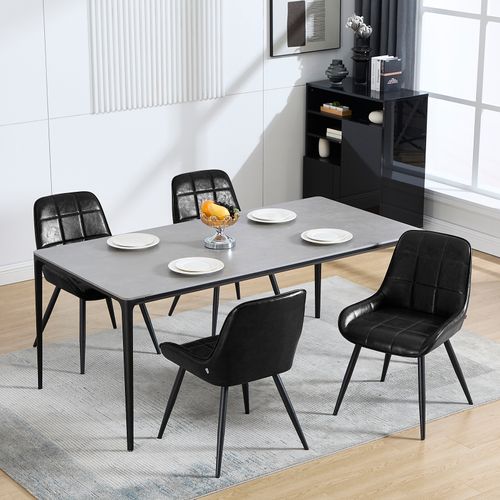 Lot De 6 Chaises De Salle à Manger-Chaises Scandinaves En Simili Cuir-Chaise De Réception-Noir