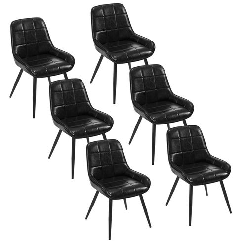Lot De 6 Chaises De Salle à Manger-Chaises Scandinaves En Simili Cuir-Chaise De Réception-Noir