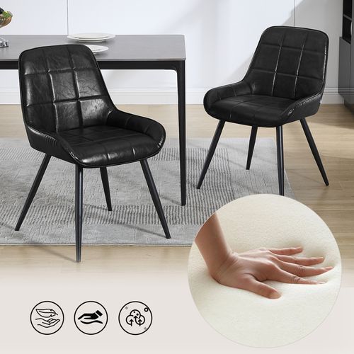 Lot De 6 Chaises De Salle à Manger-Chaises Scandinaves En Simili Cuir-Chaise De Réception-Noir