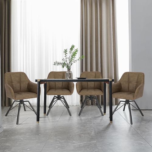 Lot De 2 Chaise Pivotante à 360°. Chaise Salle à Manger. En Faux Cuir Vintage. Marron