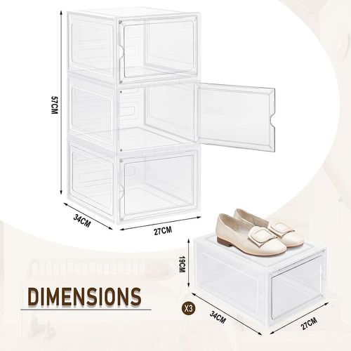 Boîtes à Chaussures Lot De 3. Unités De Rangement Avec Portes. En Pp+abs. Empilable. Transparent