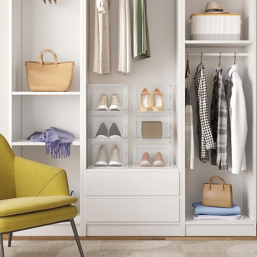 Boîtes à Chaussures Lot De 3. Unités De Rangement Avec Portes. En Pp+abs. Empilable. Transparent