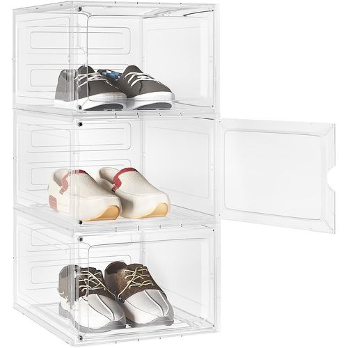 Boîtes à Chaussures Lot De 3. Unités De Rangement Avec Portes. En Pp+abs. Empilable. Transparent