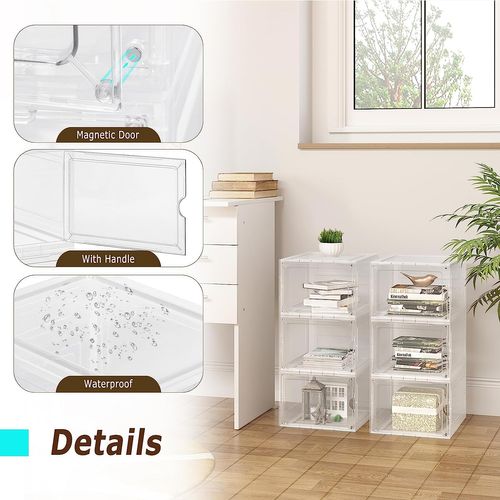 Boîtes à Chaussures Lot De 3. Unités De Rangement Avec Portes. En Pp+abs. Empilable. Transparent