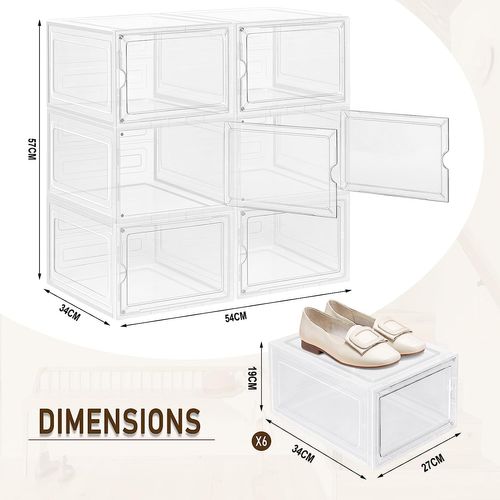 Boîtes à Chaussures Lot De 6. Unités De Rangement Avec Portes. En Pp+abs. Empilable. Transparent