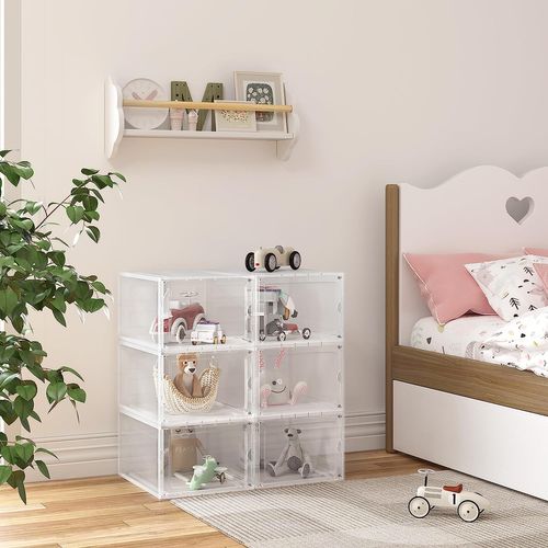 Boîtes à Chaussures Lot De 6. Unités De Rangement Avec Portes. En Pp+abs. Empilable. Transparent
