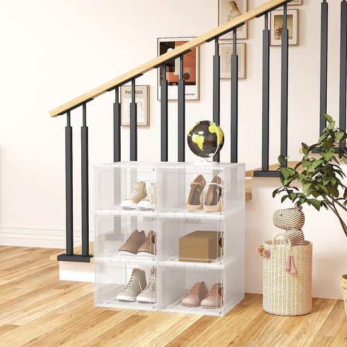 Boîtes à Chaussures Lot De 6. Unités De Rangement Avec Portes. En Pp+abs. Empilable. Transparent