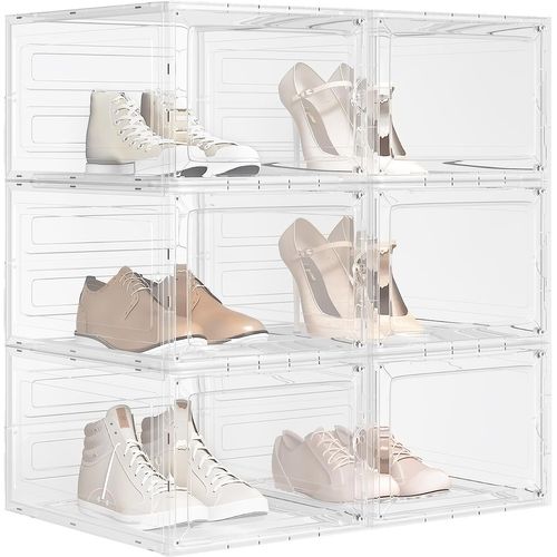 Boîtes à Chaussures Lot De 6. Unités De Rangement Avec Portes. En Pp+abs. Empilable. Transparent