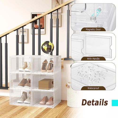 Boîtes à Chaussures Lot De 6. Unités De Rangement Avec Portes. En Pp+abs. Empilable. Transparent