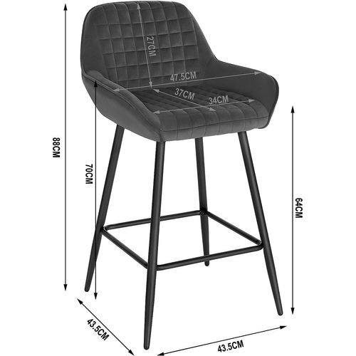 Design Chaise Haute Pour Bar. Tabourets De Bar En Velours Lot De 6. Cadre En Métal. Gris Foncé