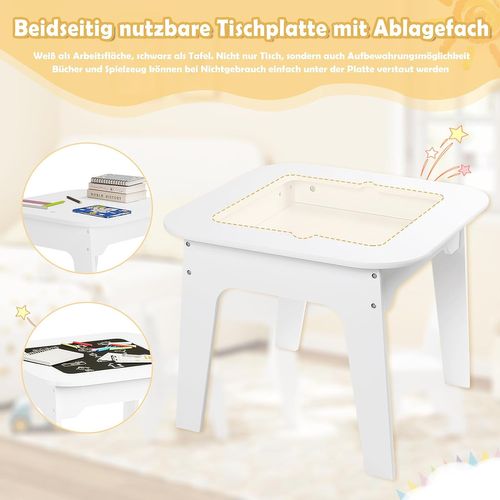 Table Enfant Avec 2 Chaises-ensemble De Table Et Chaises Pour Enfants-plateau En Double Face-blanc