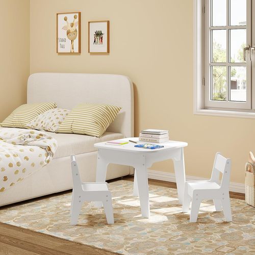 Table Enfant Avec 2 Chaises-ensemble De Table Et Chaises Pour Enfants-plateau En Double Face-blanc