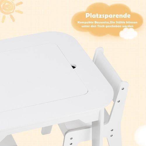 Table Enfant Avec 2 Chaises-ensemble De Table Et Chaises Pour Enfants-plateau En Double Face-blanc