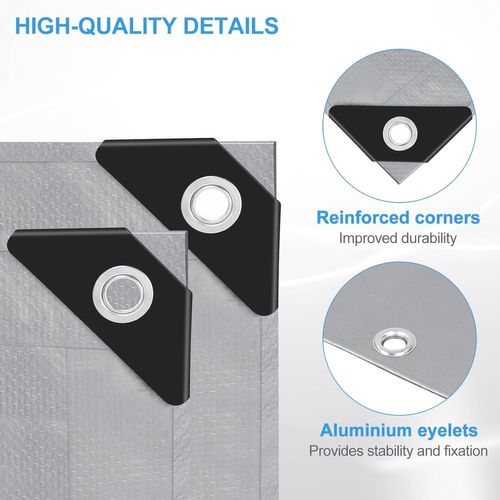 Bâche Protection Avec Oeillets,2x3m,pe 140 G/m²,imperméable Anti-uv,résistante Aux Déchirures,gris