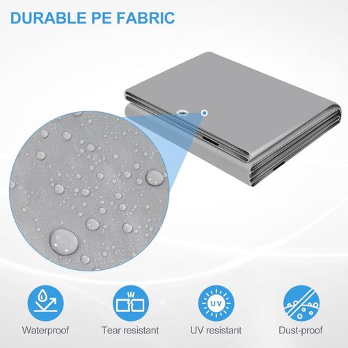 Bâche Protection Avec Oeillets,3x5m,pe 140 G/m²,imperméable Anti-uv,résistante Aux Déchirures,gris