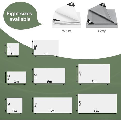Bâche Protection Avec Oeillets,3x5m,pe 140 G/m²,imperméable Anti-uv,résistante Aux Déchirures,blanc