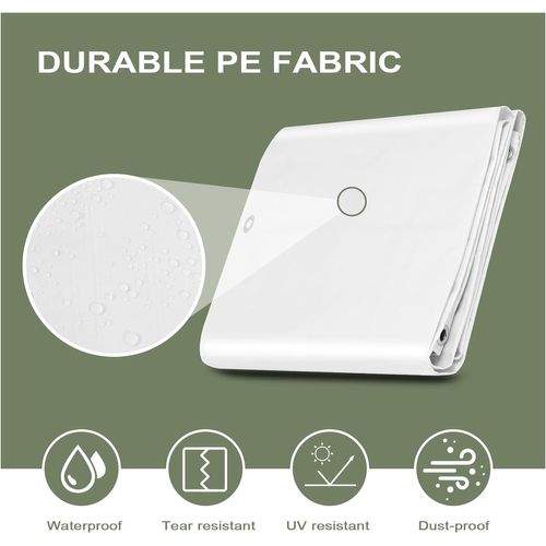 Bâche Protection Avec Oeillets,3x6m,pe 140 G/m²,imperméable Anti-uv,résistante Aux Déchirures,blanc