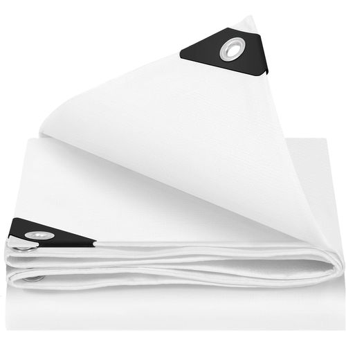 Bâche Protection Avec Oeillets,3x3m,pe 140 G/m²,imperméable Anti-uv,résistante Aux Déchirures,blanc