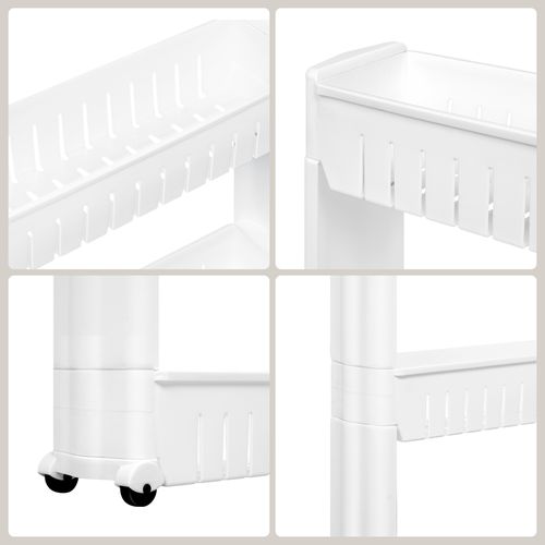 Étagère De Niche Avec 3 Compartiments à Roulettes, Meuble Étagère Chariot De Cuisine, Blanc