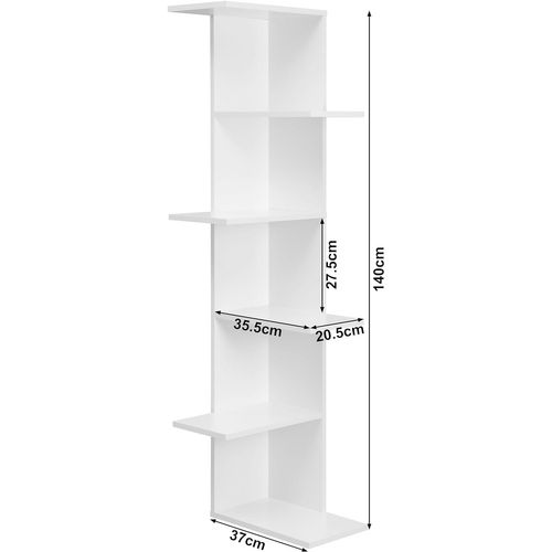 Étagère Murale à 6 Niveaux,Meuble De Rangement Mural,Flottante,En Bois Composé E1,37x37x140cm,Blanc