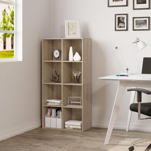 Bibliothèque De 8 Casiers 60x29.5x121cm Chêne Clair