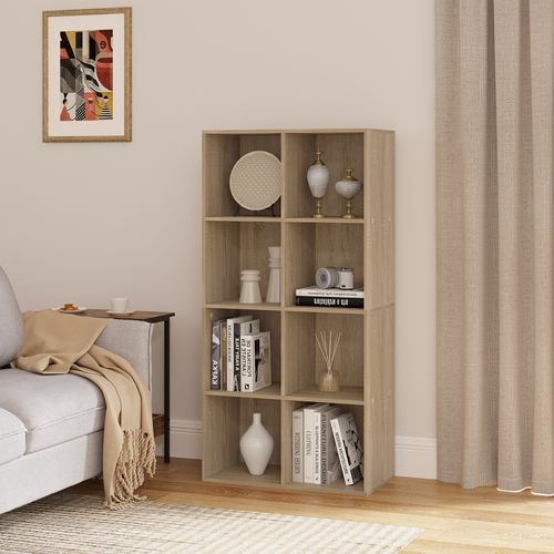 Bibliothèque De 8 Casiers 60x29.5x121cm Chêne Clair