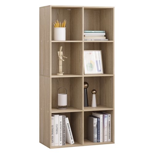 Bibliothèque De 8 Casiers 60x29.5x121cm Chêne Clair