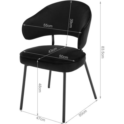 Lot De 6 Chaises Salle à Manger En Velours,pieds En Métal,noir.