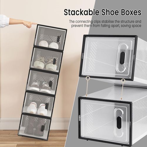 8 X Boîtes à Chaussure,meuble Chaussures En Plastique,empilable,avec Couvercle Frontal,transparente