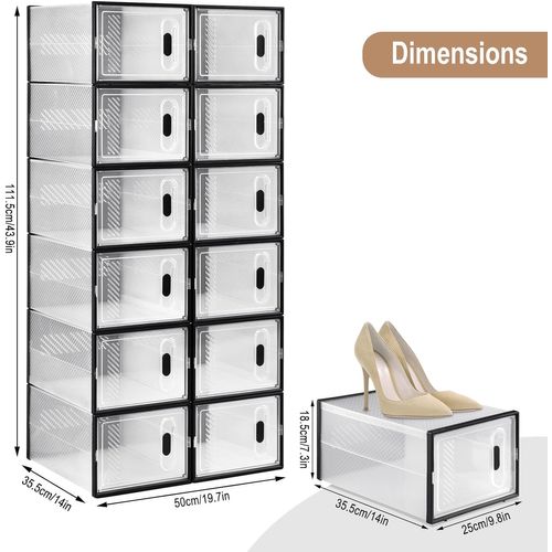 18 X Boîtes à Chaussure, Meuble Chaussures En Plastique, Empilable, Transparente