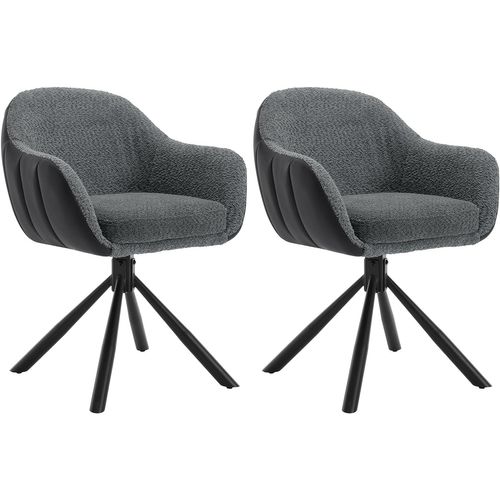 Lot De 2 Chaises Salle à Manger Pivotante à 360° en Chenille. Chaise De Cuisine. Gris Foncé