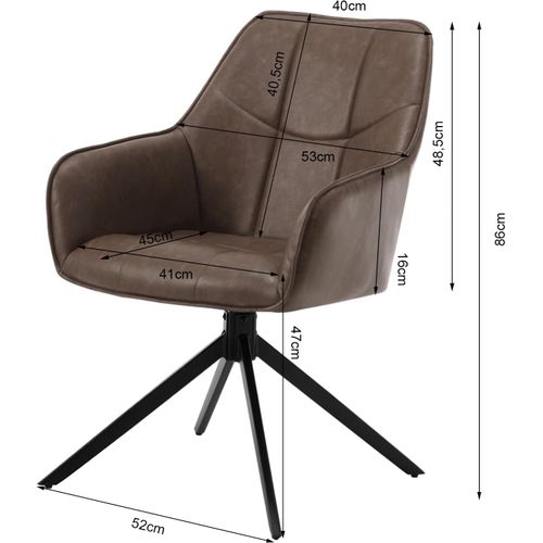 Lot De 4 Chaises De Salle à Manger Pivotante, Pieds En Métal,Rembourrée En Similicuir Vintage,Marron