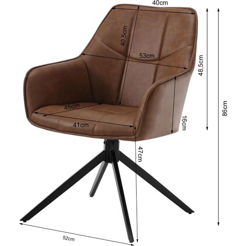 4 X Chaise De Salle à Manger Pivotante,Pieds En Métal,Rembourrée En Similicuir Vintage,Marron Clair