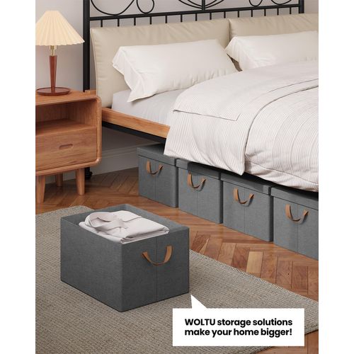 Lot De 5 Boîte De Rangement En Tissu Non Tissé,coffre De Rangement Avec Couvercle,43x33x26cm,gris