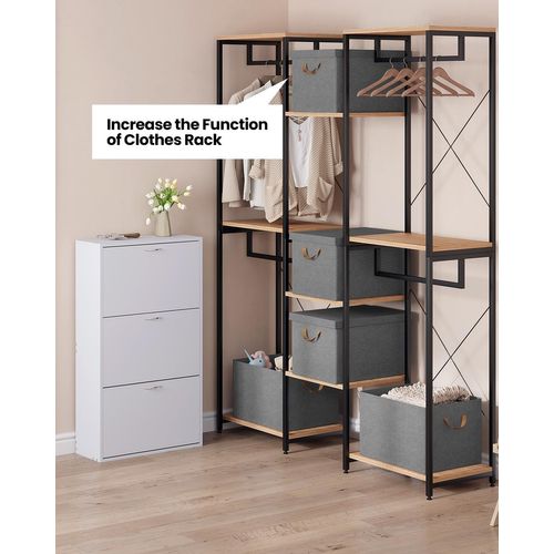 Lot De 5 Boîte De Rangement En Tissu Non Tissé,coffre De Rangement Avec Couvercle,48x36x30cm,gris