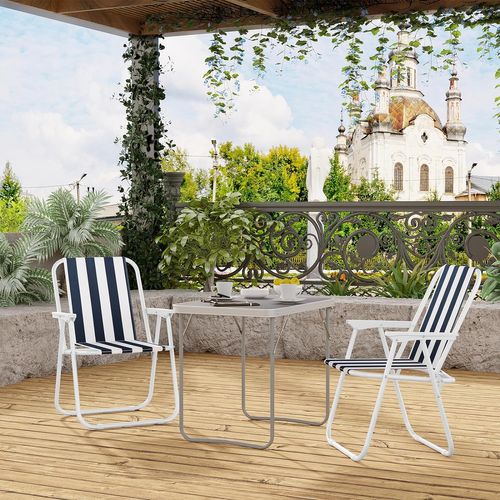 Lot De 4 Chaise De Camping Pliante,chaise Pliable Légère,chaise De Pêche Avec Accoudoirs,blanc+bleu