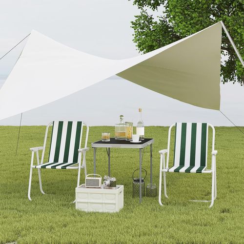 Lot De 4 Chaise De Camping Pliante,chaise Pliable Légère,chaise De Pêche Avec Accoudoirs,blanc+vert