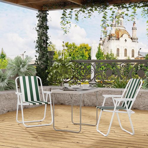 Lot De 4 Chaise De Camping Pliante,chaise Pliable Légère,chaise De Pêche Avec Accoudoirs,blanc+vert