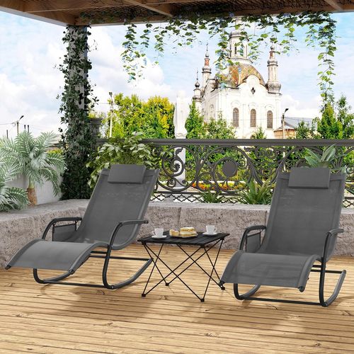 Bain De Soleil Jardin Exterieur,chaise Longue Jardin,avec Appui-tête,accoudoirs+poche Latérale,gris