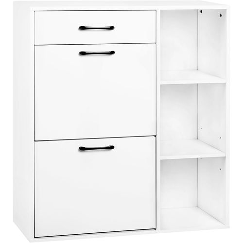 Meuble à Chaussures En Bois Composé Avec Tiroir,armoire à Chaussures à 3 Niveaux,80x90x30cm,blanc
