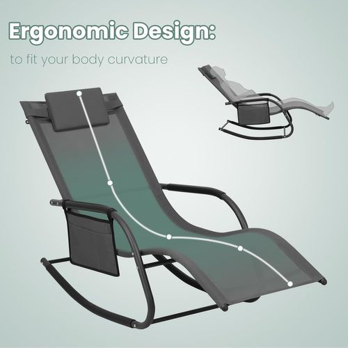 2xbain De Soleil Jardin Exterieur,chaise Longue Avec Appui-tête,accoudoirs+poche Latérale,gris