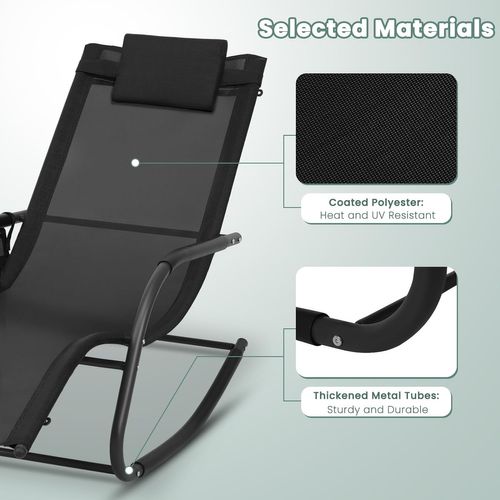 2xbain De Soleil Jardin Exterieur,chaise Longue Avec Appui-tête,accoudoirs+poche Latérale,noir