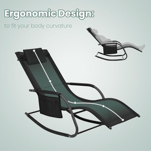 2xbain De Soleil Jardin Exterieur,chaise Longue Avec Appui-tête,accoudoirs+poche Latérale,noir