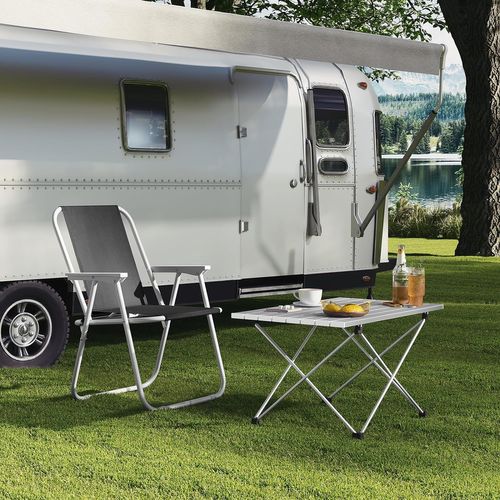 Table De Camping Pliante Léger Et Portable.table De Pique-nique En Aluminium.68x46x40cm.argent
