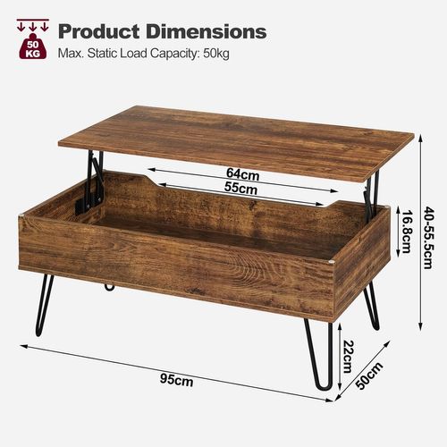 Table Basse 95x50x40 Cm aspect Bois Vintage+noir